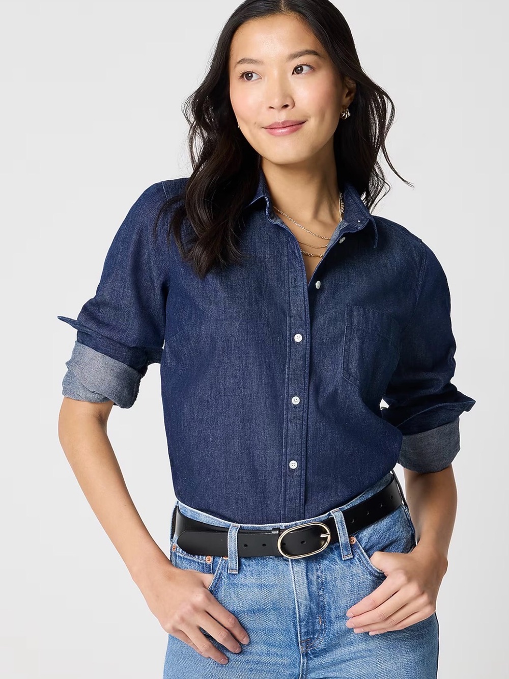 J.Crew Chambray Shirt Rendezvous Blue Wash Cotton Button Down L
